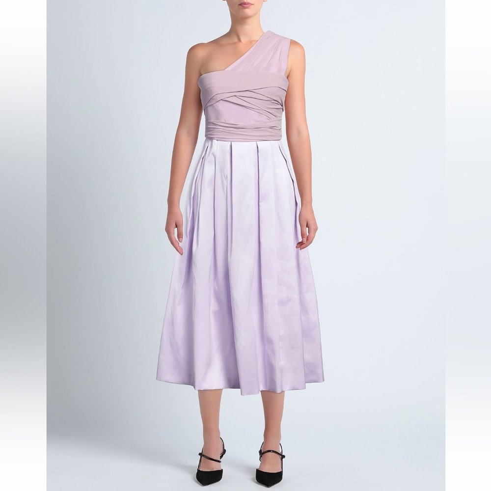 MAX MARA Silk One-Shoulder Dress/Gown-Lavender Lilac- US 12